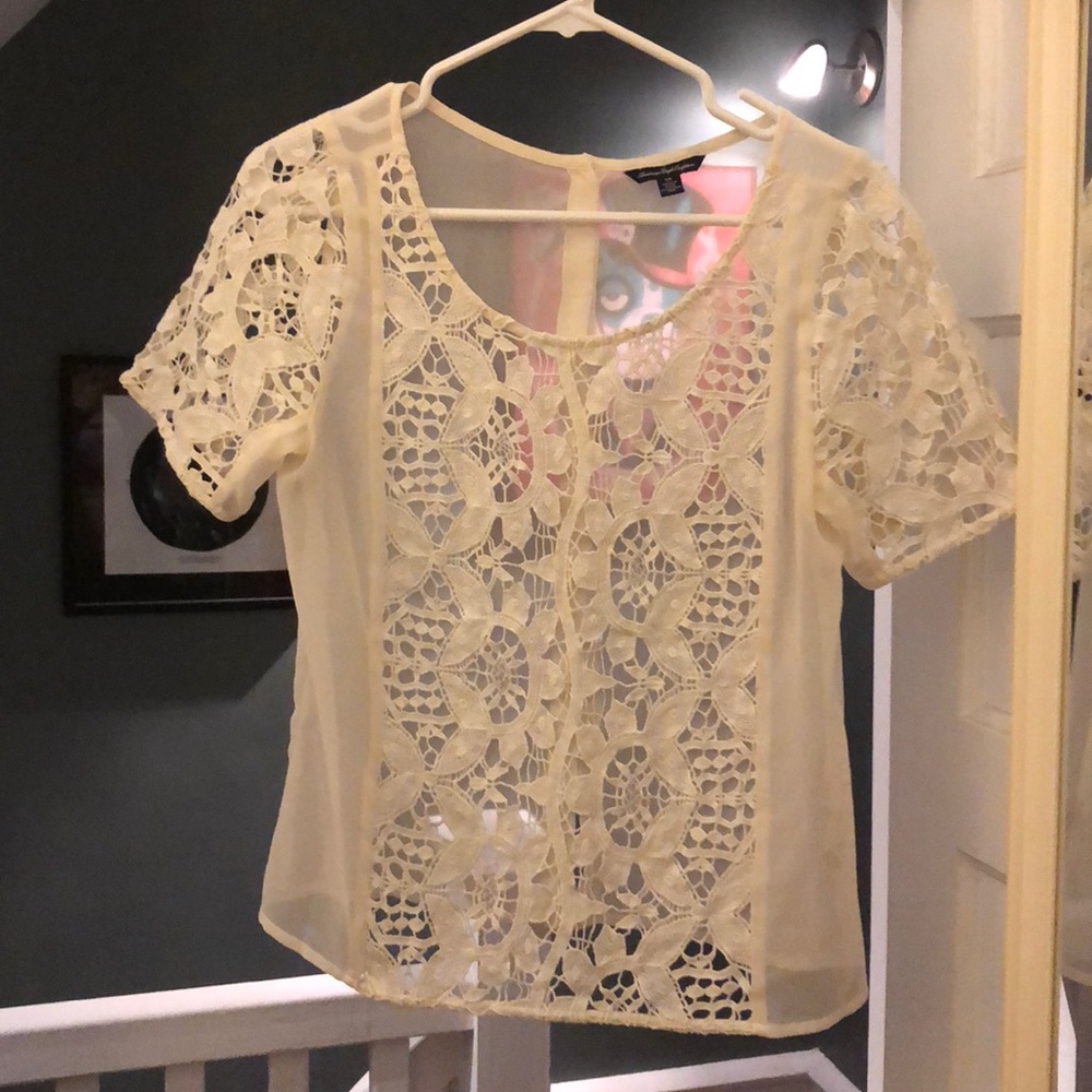 Sheer white American Eagle blouse.